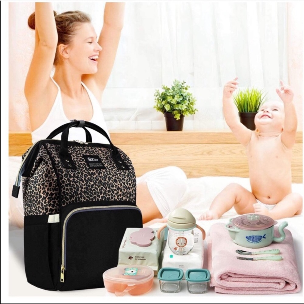 🎀Baby Diaper backpack Leopard Black New 🎀 - Picture 4 of 7